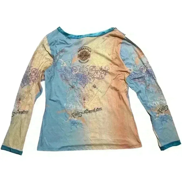 Harley Davidson Motorcycles Y2K Cyber Regency Long Sleeve - Picture 2 of 4